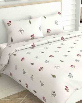 186 TC Double Floral Printed Bedsheet with Pillow Covers-image-23
