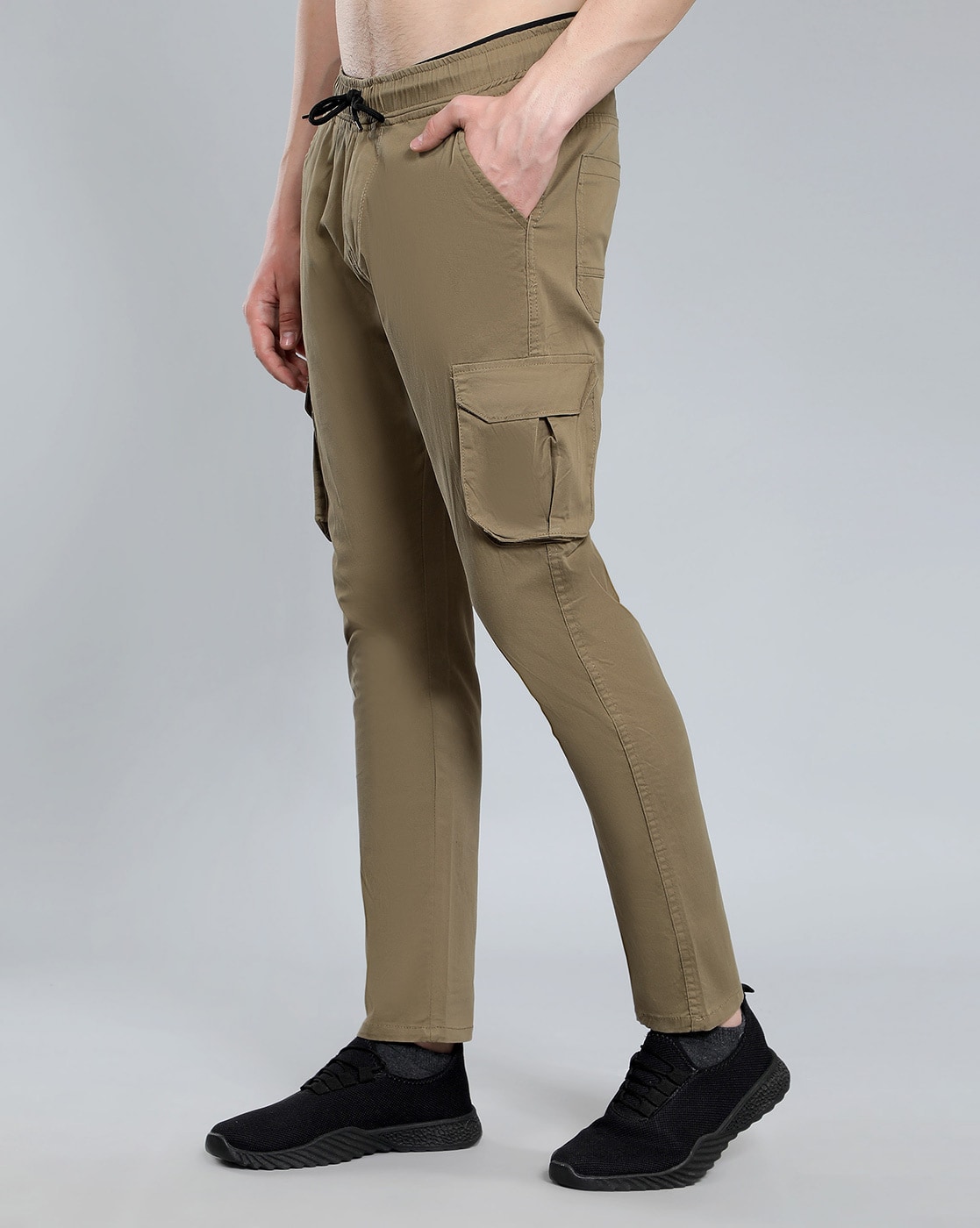 Buy Stone Slim Zip Detail Stretch Cargo Trousers from Next