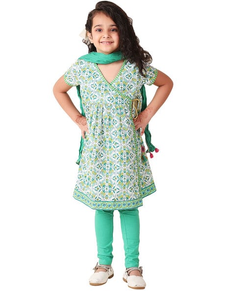 Buy Teal White Ethnic Wear Sets for Girls by Fabindia Online