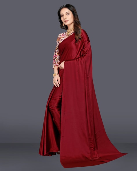 Wine Saree With Blouse