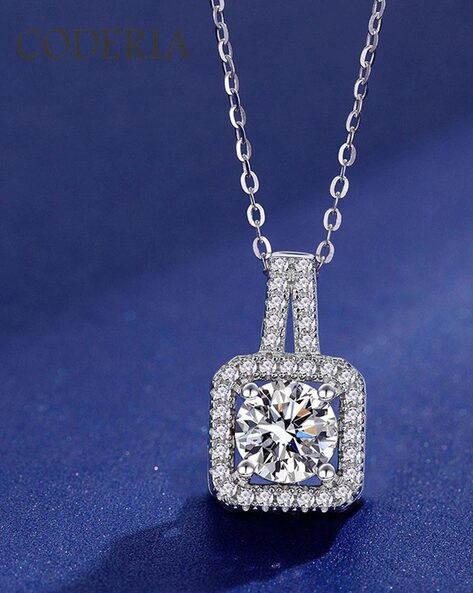 14K White Gold Over 0.09 Ct Simulated Diamond Square Necklace Pendant With  Chain | eBay