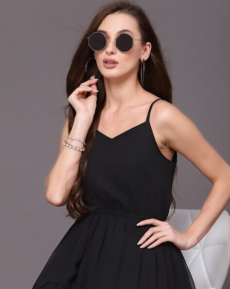 Tiered Cami Dress - Black – Burnt Summer