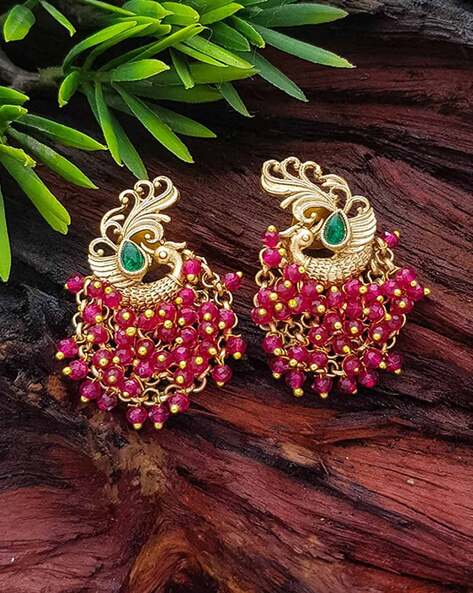 Red Diamond Stud Earrings | Ouros Jewels