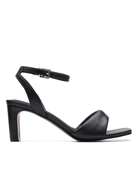 CLARKS Genuine Leather Chunky Heeled Sandals
