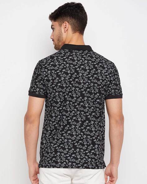 floral black polo