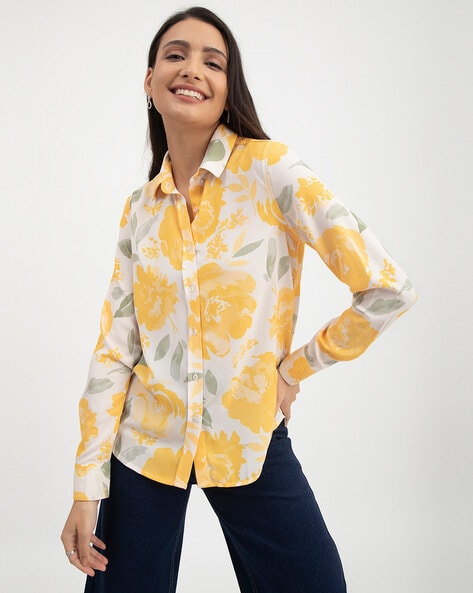 Buy FLORAL PRINT BUTTON-DOWN SHIRT for Women Online in India