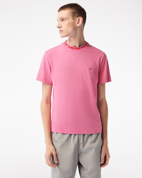 Mens pink lacoste t shirt best sale