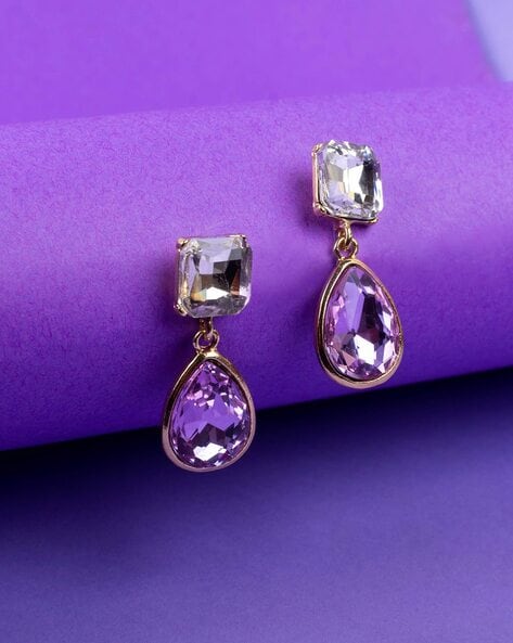 Purple Stone Vintage Boho Hook Earrings Drop Earrings - Temu