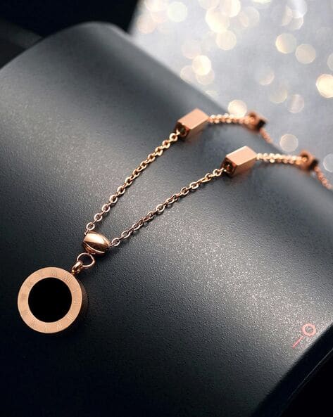 Jewels galaxy Gold-Plated Roman Numerals Dual Side Circular Pendant