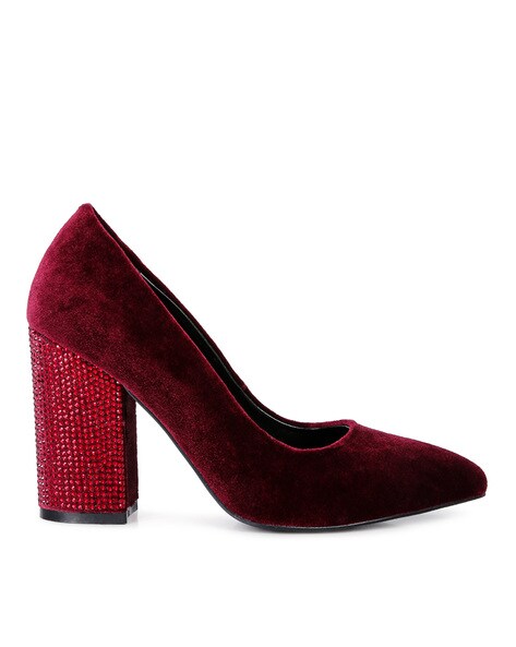 Burgundy discount chunky heels