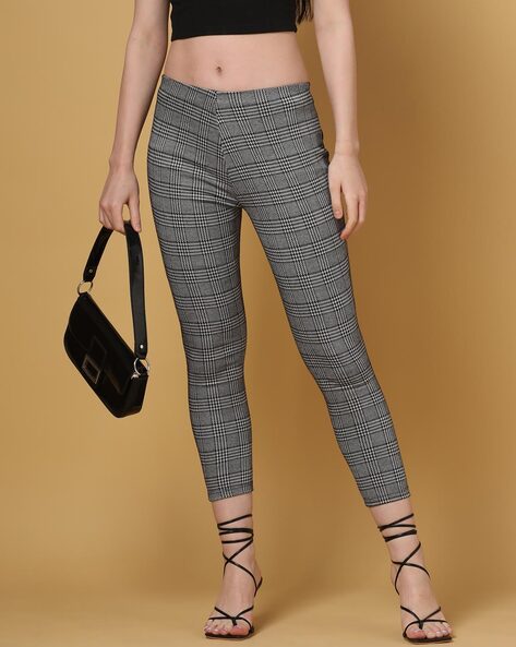 Kraus Checked High-Rise Skinny Fit Pants