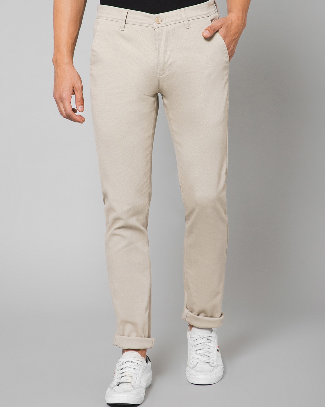 Cantabil Men's Beige Formal Trousers