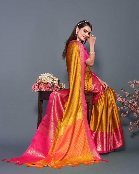 Buy Yellow Sarees for Women by Mm Venture Online