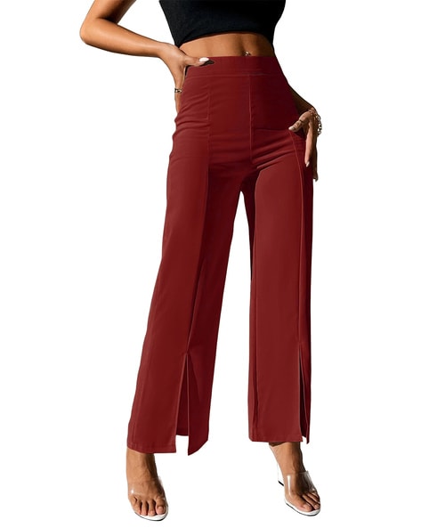 Buy Maroon Trousers & Pants for Women by AJIO Online