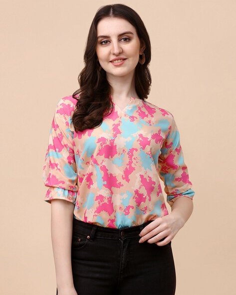 Wedani Printed V-Neck Top