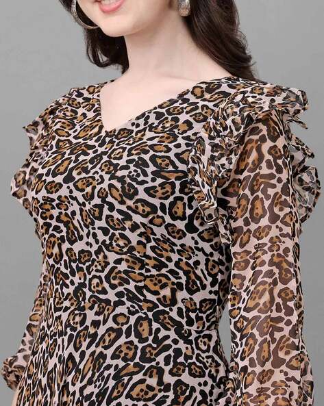 Plus Size Wild Tiger Print Georgette Woven Belted Mini Dress | Karen Millen