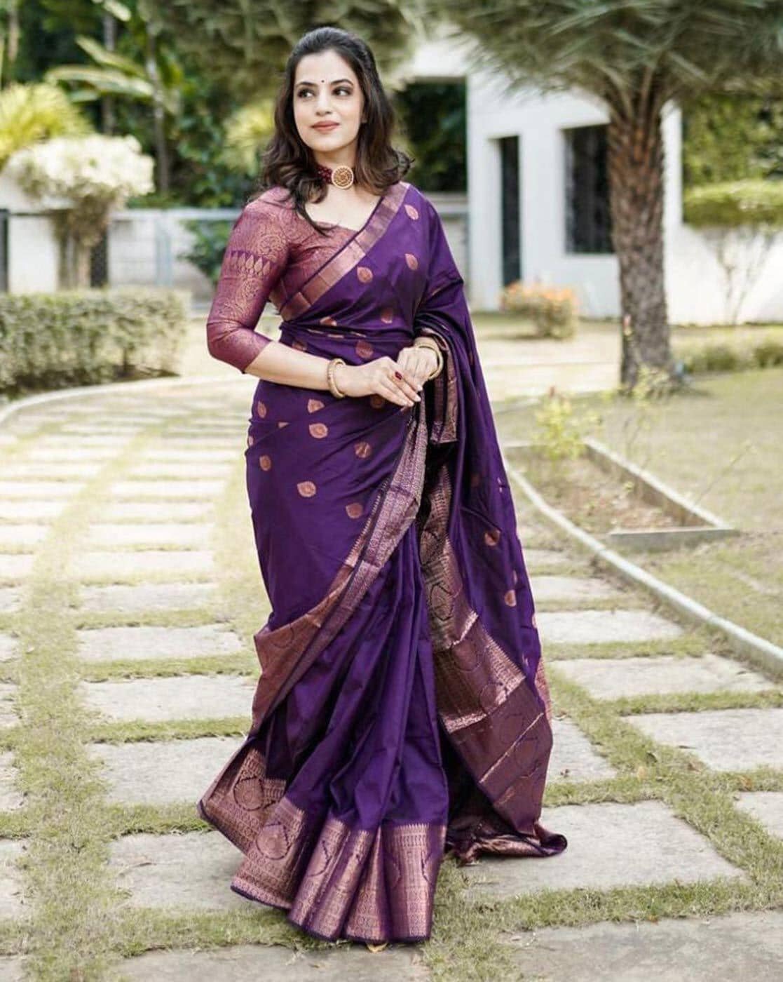 Buy Purple Tamba Work Saree Online in India