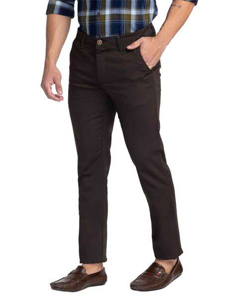Buy Oxemberg Cotton Slim Fit Self Design Casual Trouser for Men (Navy, 30)  (H5013B) at Amazon.in
