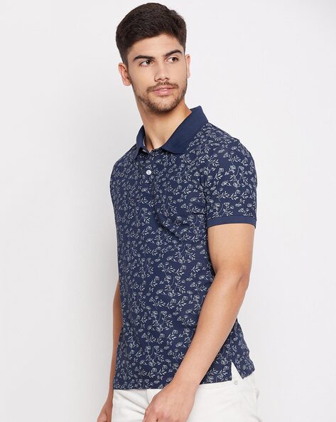 Blue floral outlet polo