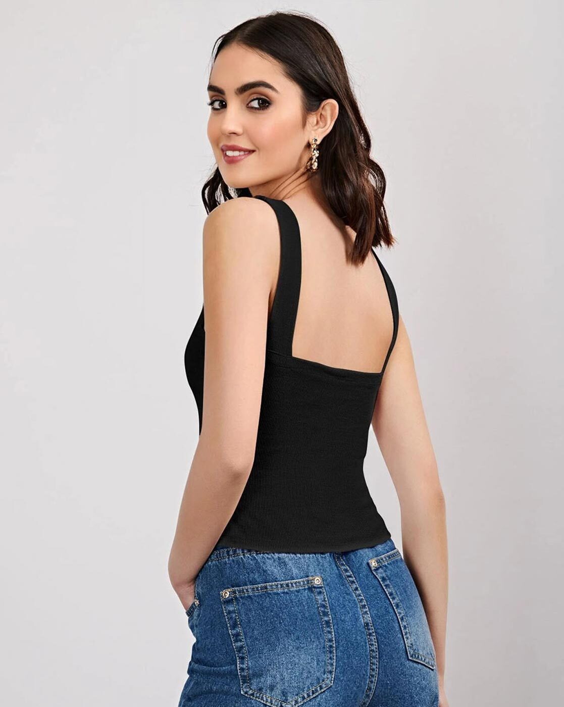 Square Neck Tank Top - Black, Xl, Free - Your Wardrobe at Rs 399/piece,  Ahmedabad