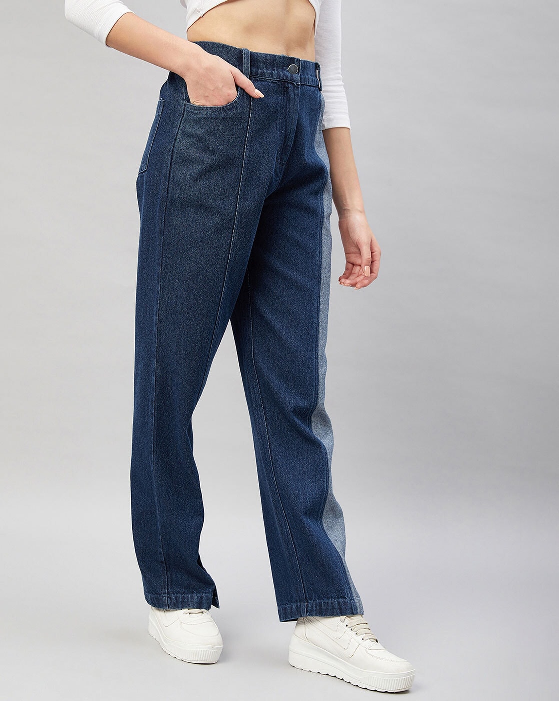 Regular Fit Solid High Rise Jeans