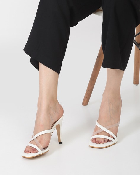 White thong outlet sandal heels