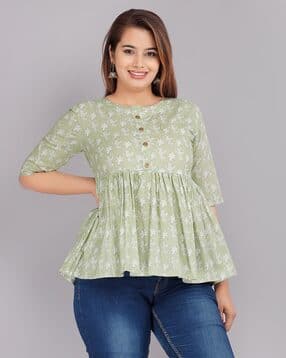 jyoti Floral Print Peplum Top-picture-52