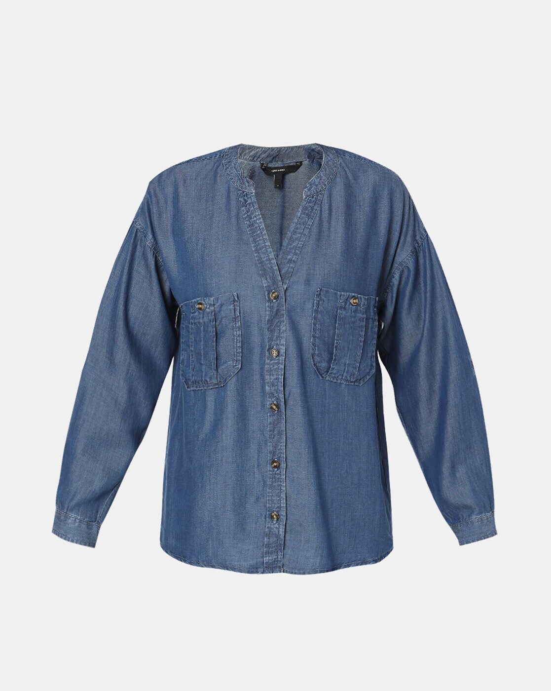 Pepe Jeans Ella collarless denim shirt | ASOS