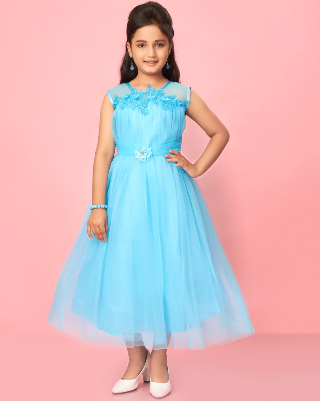 Buy Turquoise Sequin Bow Girls Frock – Mumkins