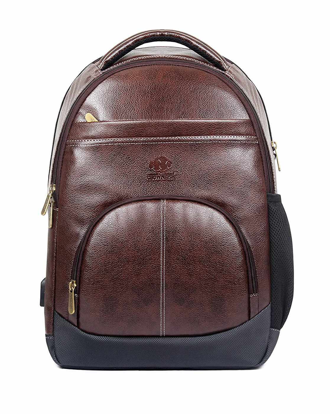 Teakwood Unisex Genuine Leather Dark Brown Solid Backpack||Unisex Lapt –  Teakwood Leathers
