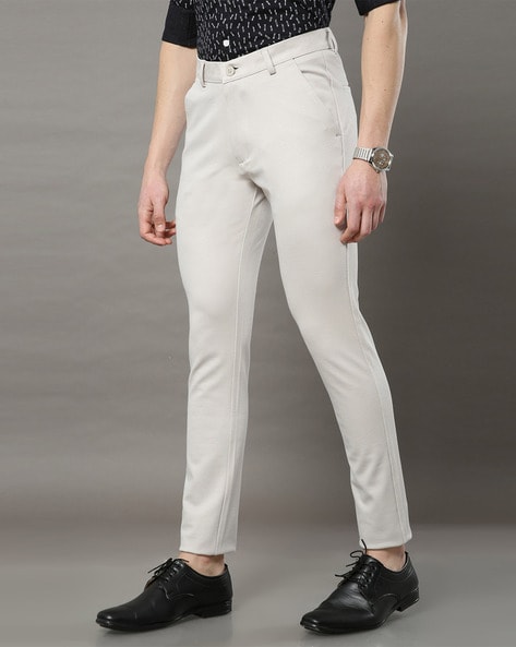 Buy Men Grey Textured Slim Fit Formal Trousers Online - 708344 | Peter  England