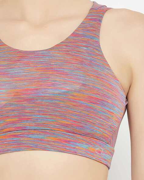 Buy Clovia Multicolor Geometric Print Sports Bra for Women's