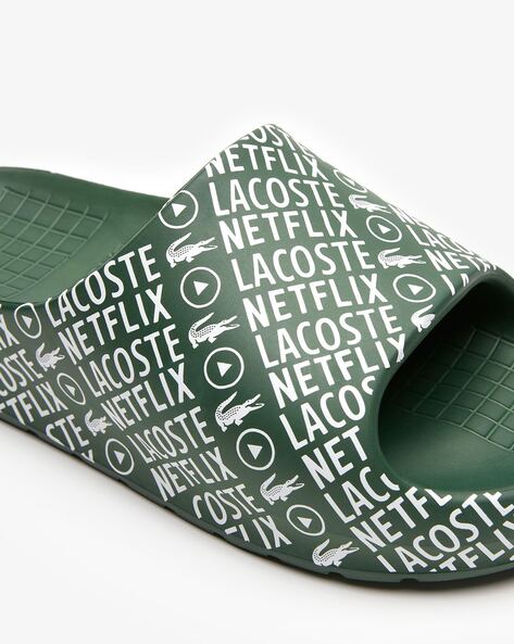 Lacoste discount slippers green