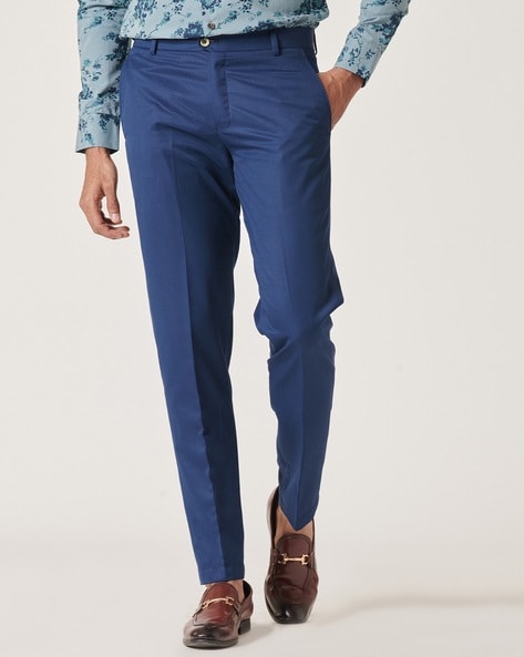 Formal Trouser: Buy Men Navy Blue Cotton Formal Trouser | Cliths