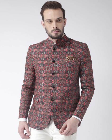 Red printed blazer on sale mens