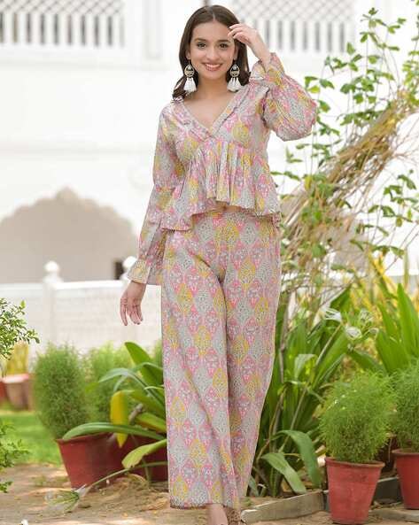 2 piece floral crop top and long pants set – Trioleta's Glam