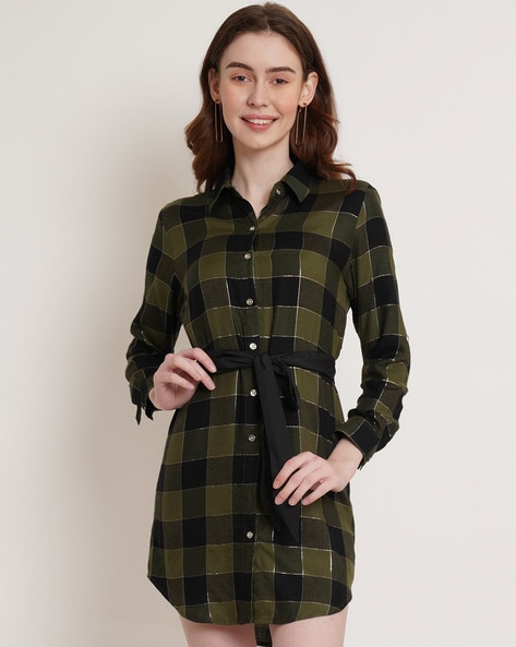 Checked best sale shirt dresses