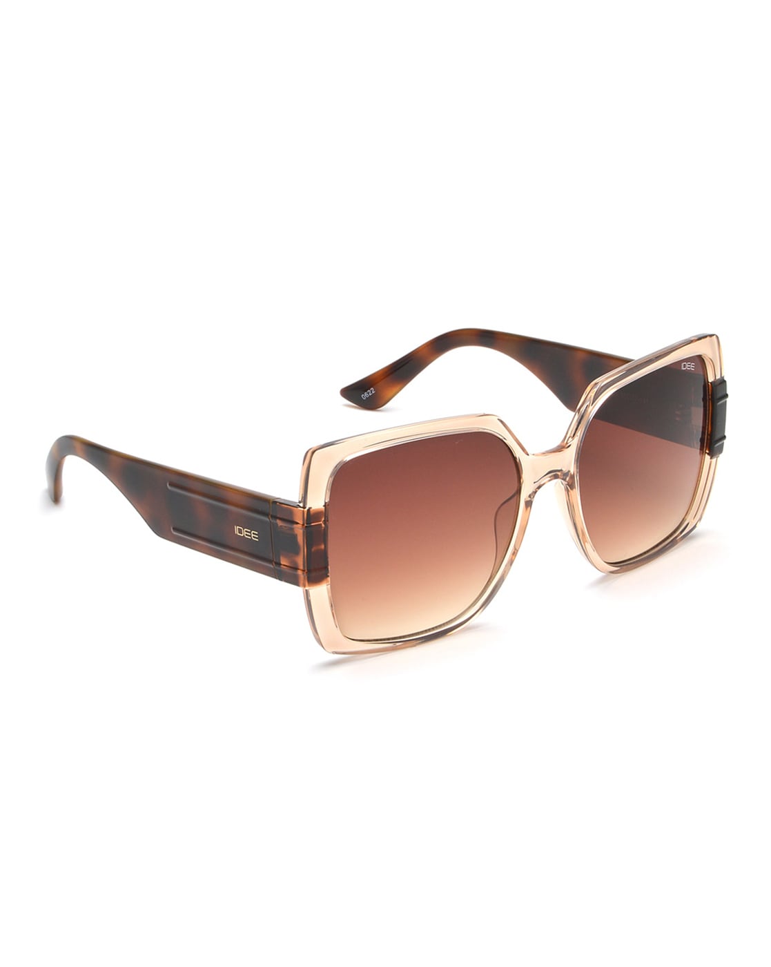 Oversized rectangular sunglasses in dark brown injection