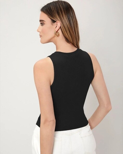 Black Fitted Sleeveless Top