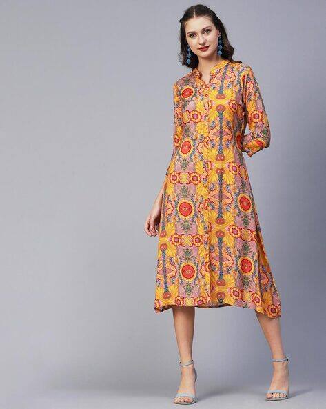 Fashor Printed Dress with Back Tie-Up