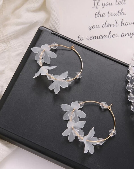 Cato Fashions | Cato Pearl Flower Hoop Earrings