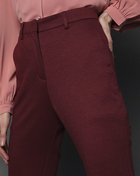 Burgundy Skinny Cigarette T Bar Trousers - Work Trousers | Select