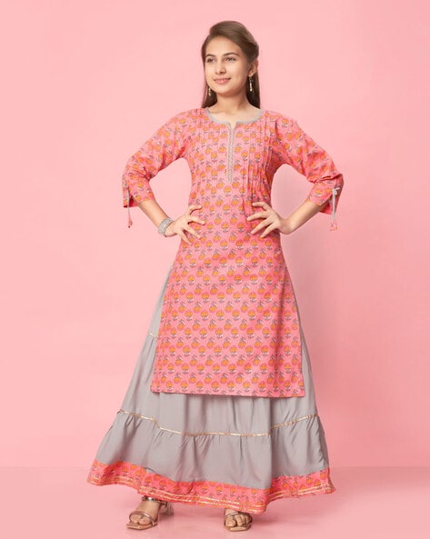 Printed Kurta Skirt Set for Women | Kurta Sets | Long Kurti With Skirt |  Kurta Dupatta Set for Women – Lady India