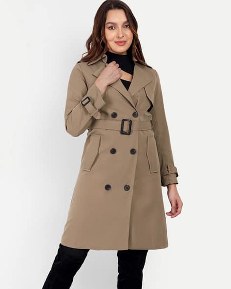 Button-Down Trench Coat with Belt