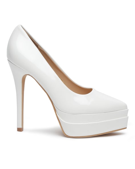 Amazon.com | Aachcol Women Platform Pumps Stiletto High Heel Close Round  Toe Slip-on Dress Shoes Classic 6 Inch Beige Natural Patent 5 M US | Shoes
