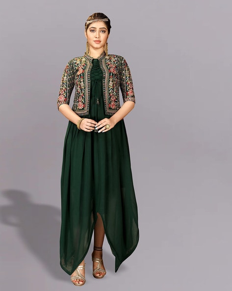 Buy 40/M Size Jacket Style Printed Bollywood Dresses Online for Women in USA
