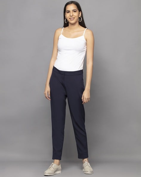 Slim Fit High-Rise Trousers