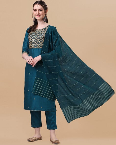 BERRYLICIOUS Embellished Straight Kurta Suit Set