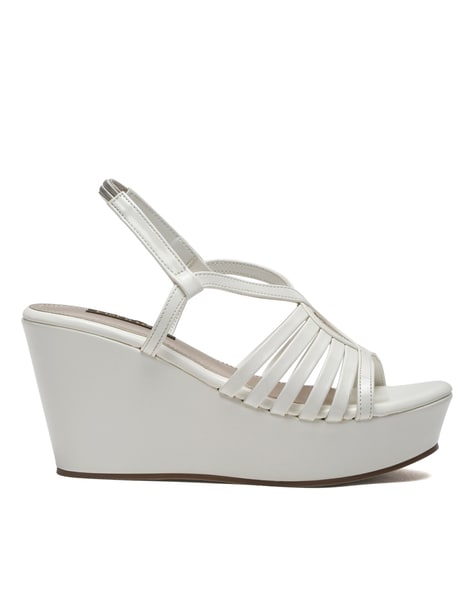 Adondes White Rhinestone Ankle Strap Wedge Sandals | Ankle strap wedges,  Shoes heels wedges, Women platform shoes