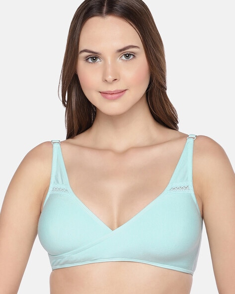 Buy Inner Sense Organic Cotton Antimicrobial Soft Laced Bra - Pink online